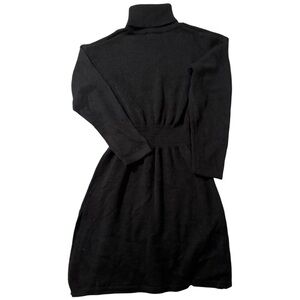 Black Turtleneck Knit Mini Dress - Unbranded